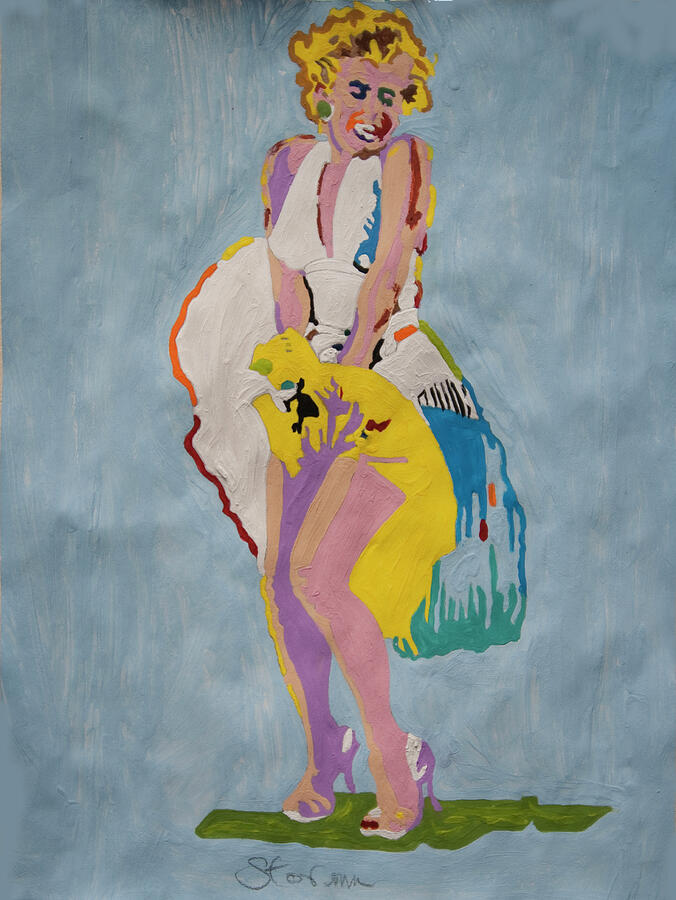 Marilyn White Dress Painting by Stormm Bradshaw
