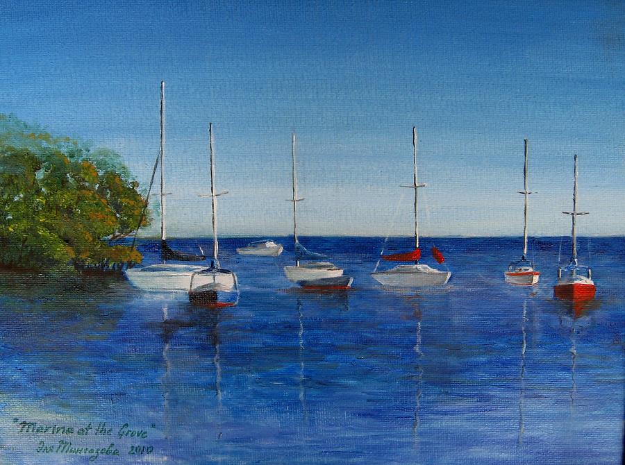 Boat Painting - Marina at the Grove by Eleonora Mingazova