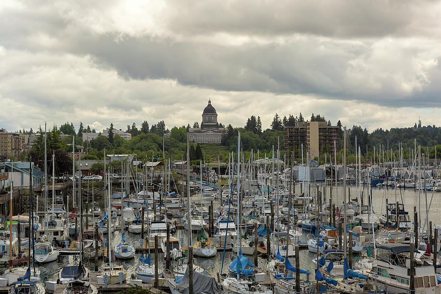 Olympia Photograph - Marina in Olympia Washington Waterfront Moorage by David Gn Olympia Photograph - Marina in Olympia Washington Waterfront Moorage by David Gn