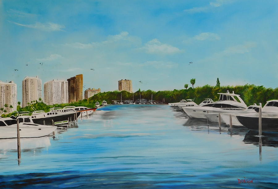 Boat Painting - Marina Jacks Sarasota Florida by Lloyd Dobson