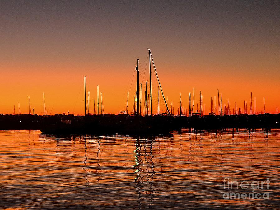Sunset Photograph - Marina Moonlight Masts by Shelia Kempf