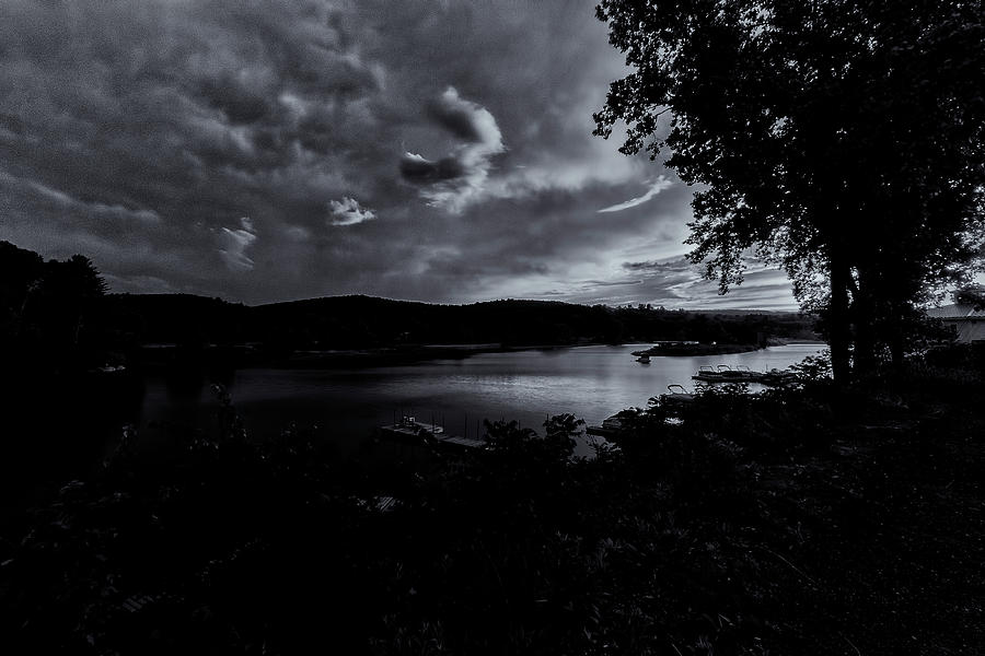 Marina Sunset Black and White Photograph by Tom Singleton