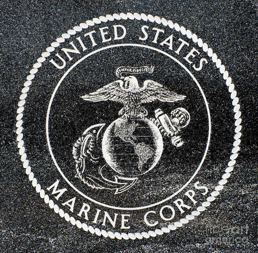 Marine Corps Emblem Polished Granite Photograph by Gary Whitton