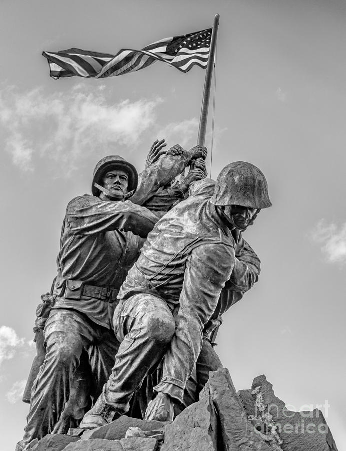 Marine Corps War Memorial 2 Bw Photograph