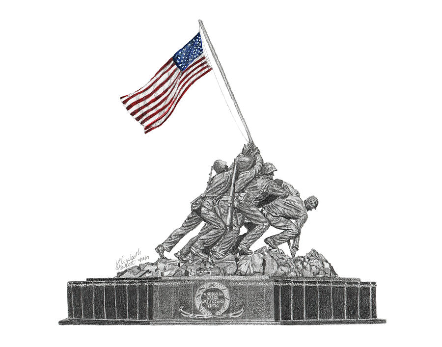 Marine Corps War Memorial Iwo Jima Drawing by Betsy Hackett Pixels