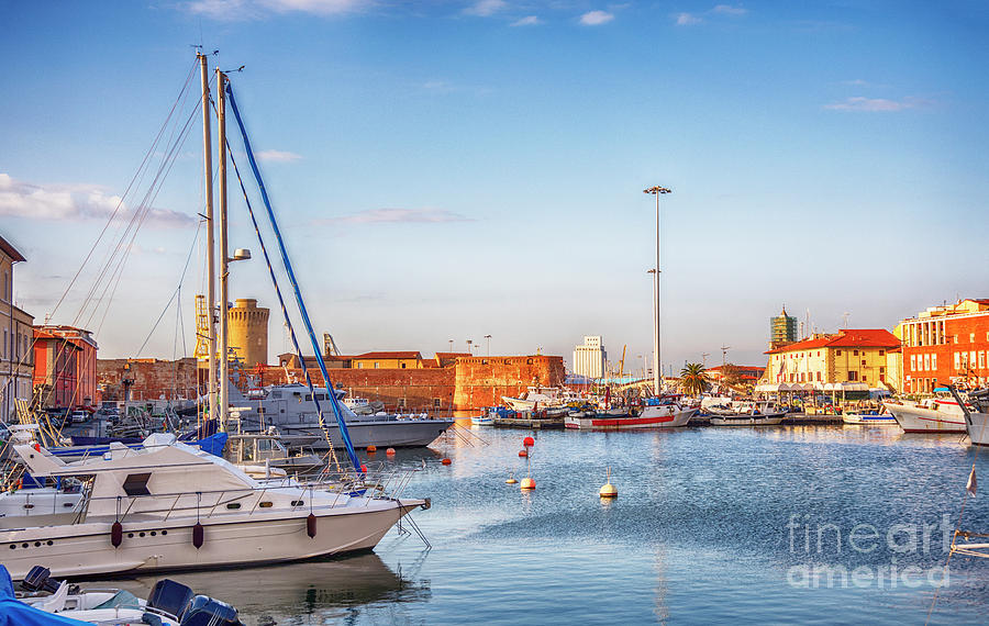 marine harbor in Italian old town Livorno  Photograph by Ariadna De Raadt