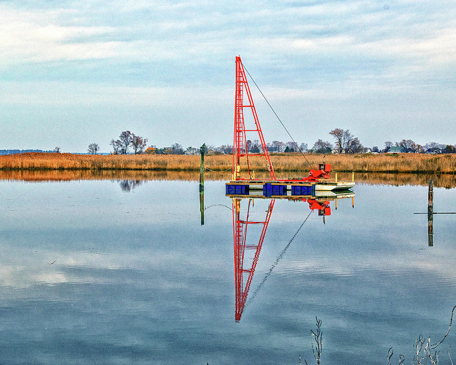 Marine Pile Driver on Kent Island Photograph by Bill Swartwout