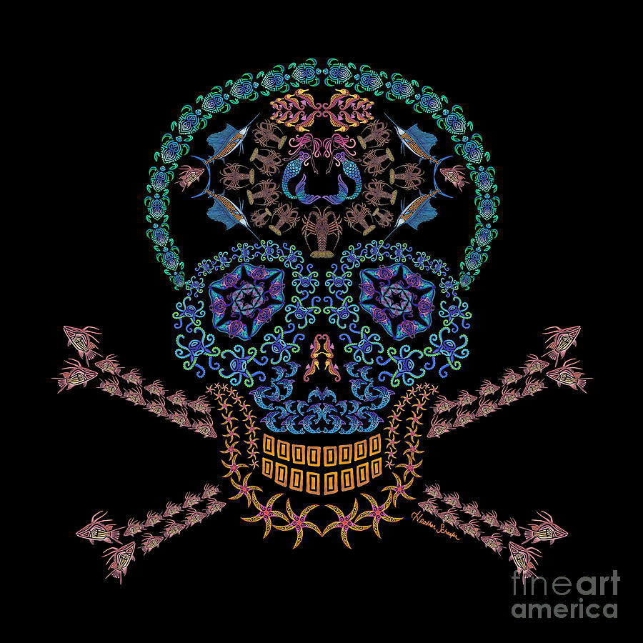 Marine Skull and Crossbones Digital Art by Heather Schaefer