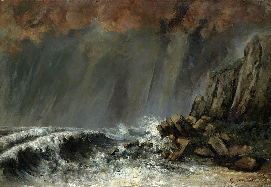 Marine. The Waterspout Painting by Gustave Courbet