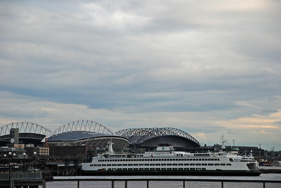 Seattle Photograph - Mariners Seahawks and Ferry by Carol Eliassen