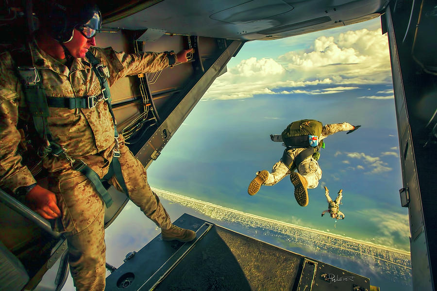 Marines in Descent Digital Art by David Luebbert
