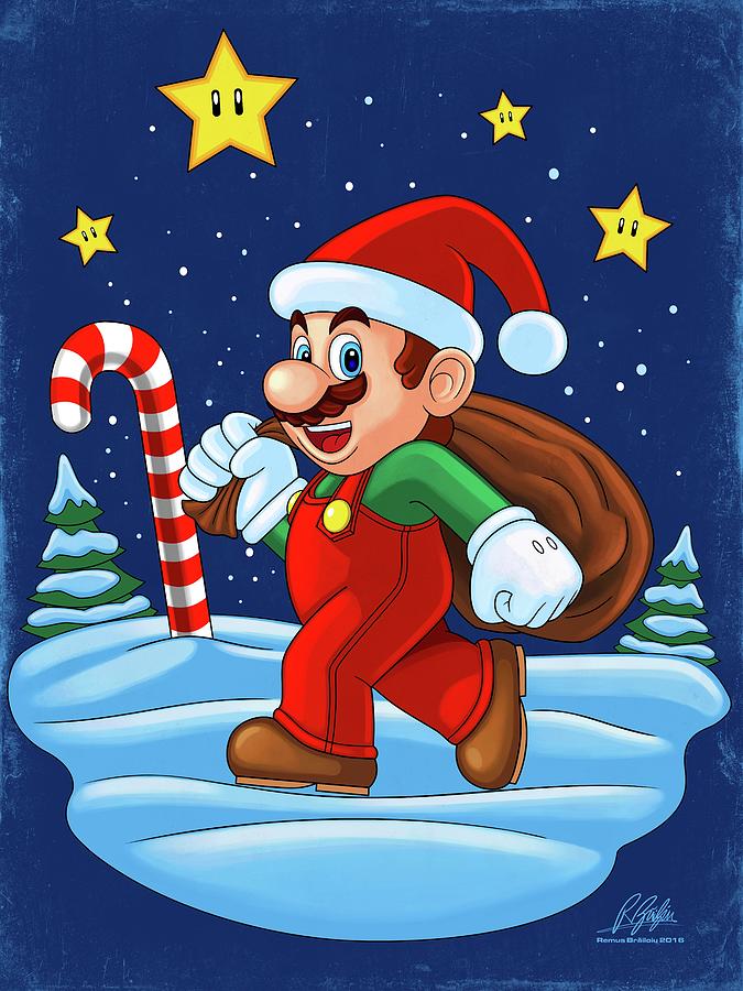 Christmas Digital Art - Mario Xmas by Remus Brailoiu