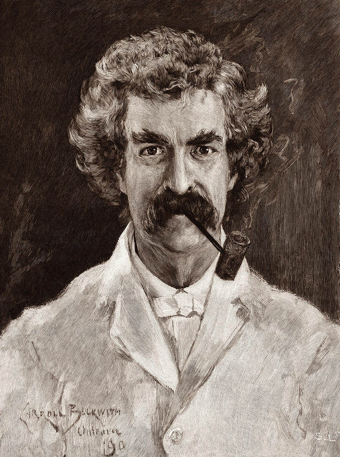 Mark Twain Engraved Portrait  Drawing by War Is Hell Store