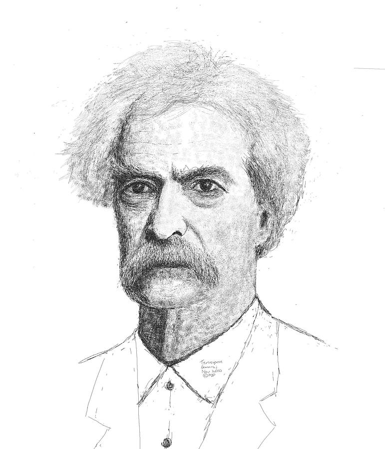 Portrait Painting - Mark Twain by Tennyson Samraj
