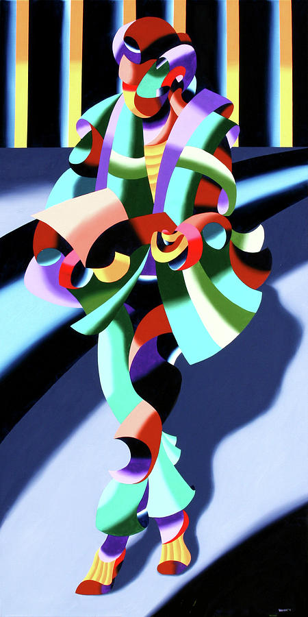 Abstract Painting - Mark Webster - Abstract Futurist Modern Woman in Tokyo by Mark Webster