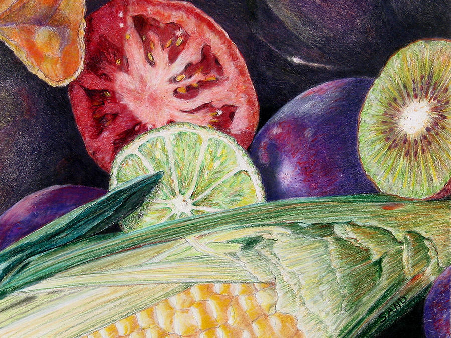 Vegetable Painting - Market Basket 8 by Sandy Applegate