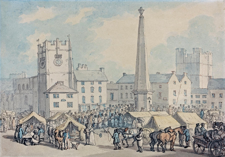 Market Day at Richmond in Yorkshire Painting by Thomas Rowlandson