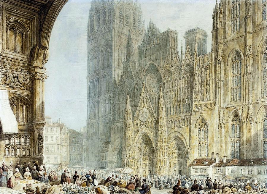 Kingdom Painting - Market day before Rouen Cathedral by MotionAge Designs