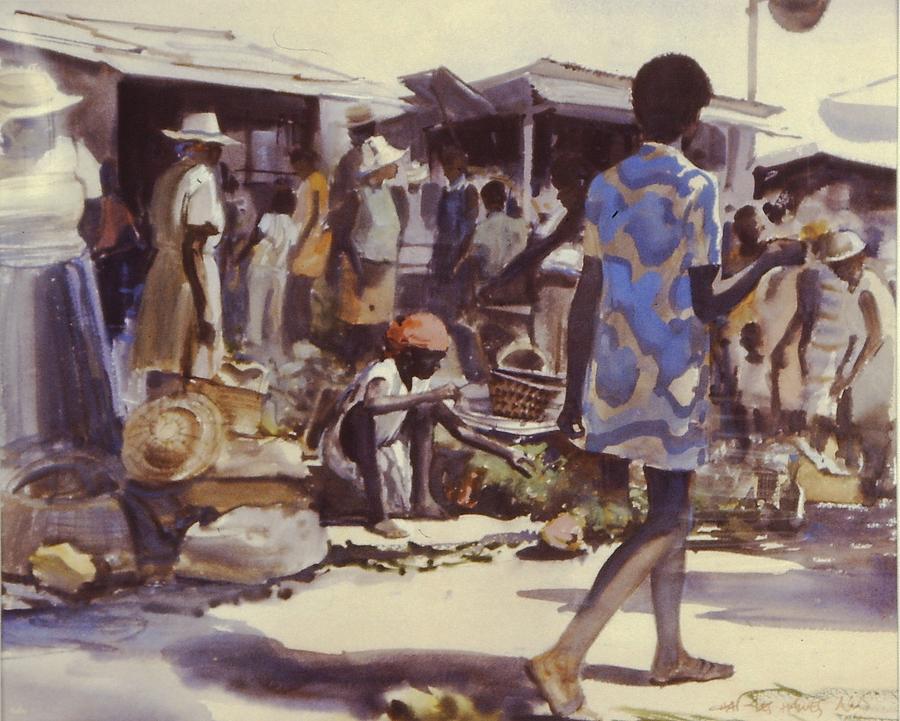 Caribbean Painting - Market Day Downtown by Charles Hawes