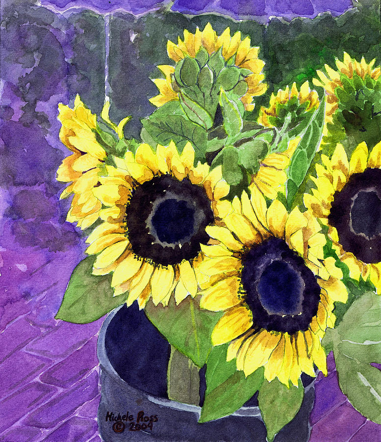 Summer Painting - Market Day Sunflowers by Michele Ross
