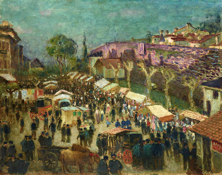Market in Navarre Painting by Dario de Regoyos