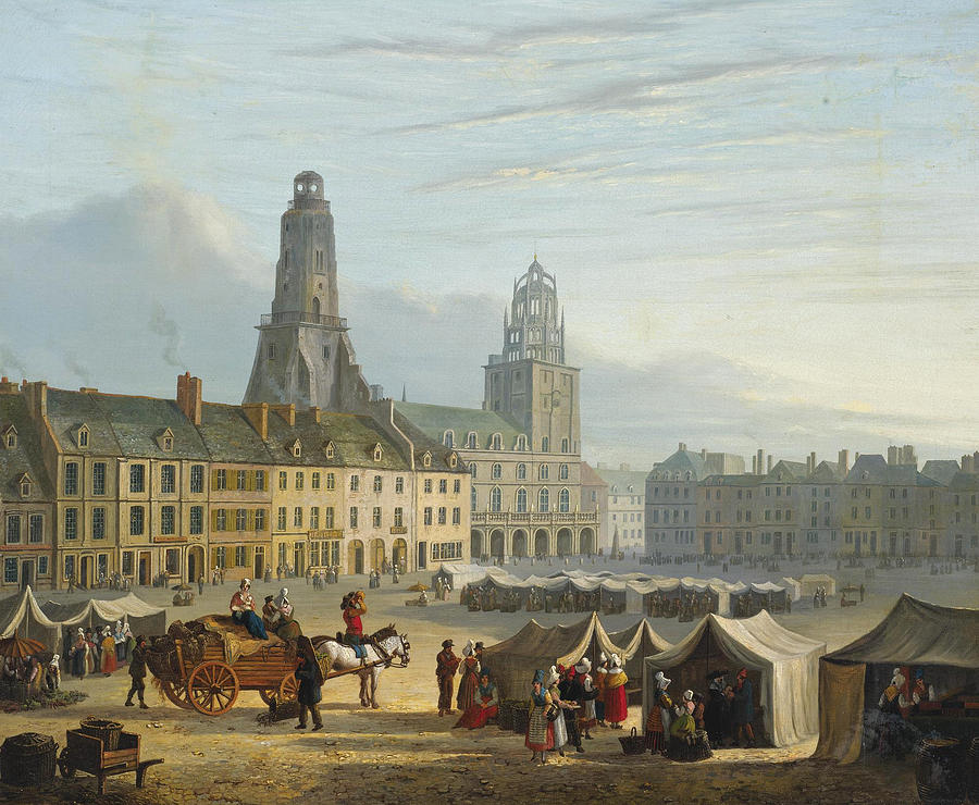 Market in the Hague Painting by Bartholomeus Johannes van Hove