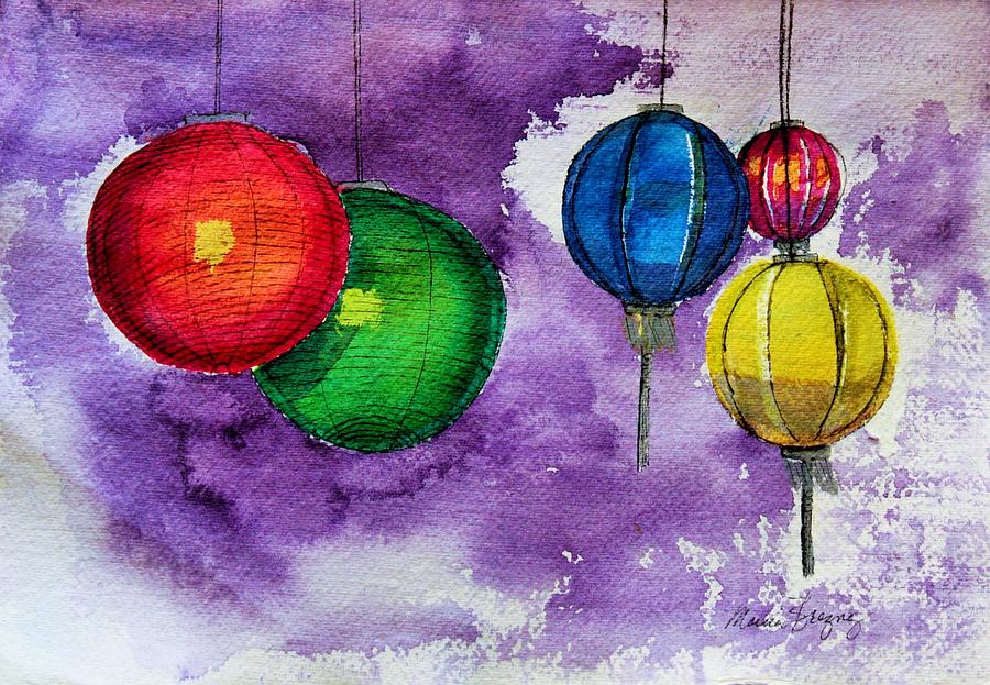 Market Lanterns Painting by Marcia Breznay
