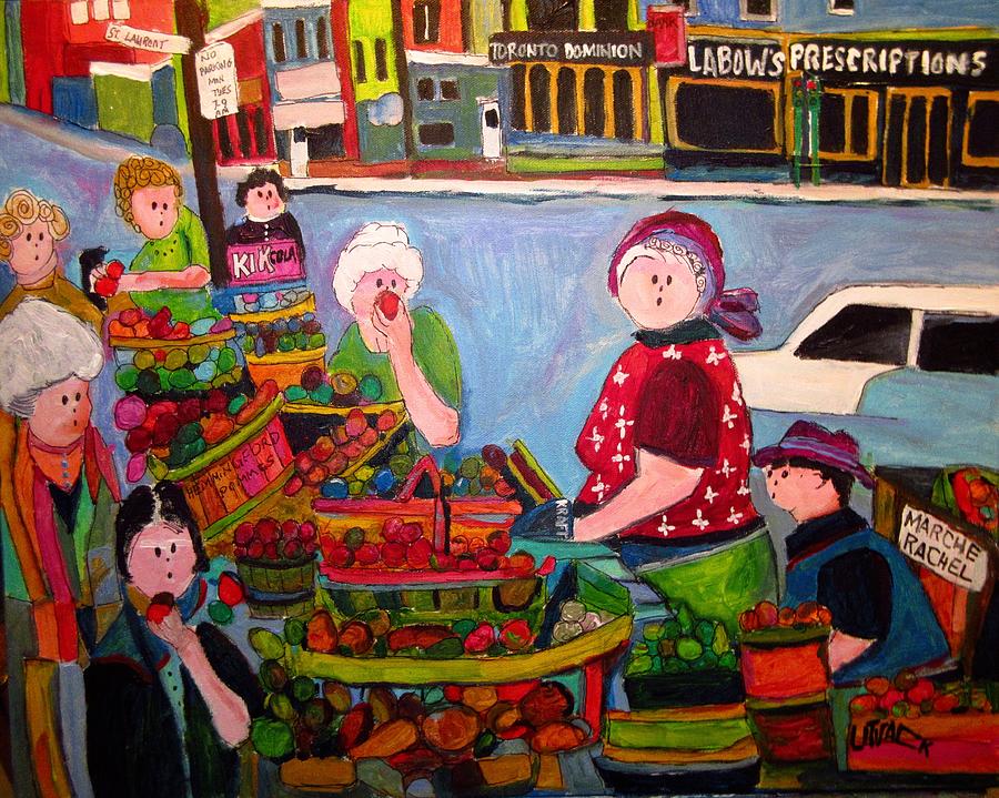 Market on the Main 1950s Montreal Painting by Michael Litvack