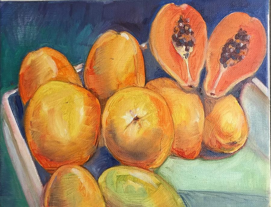 Still Life Painting - Market Papayas by Lori Wise