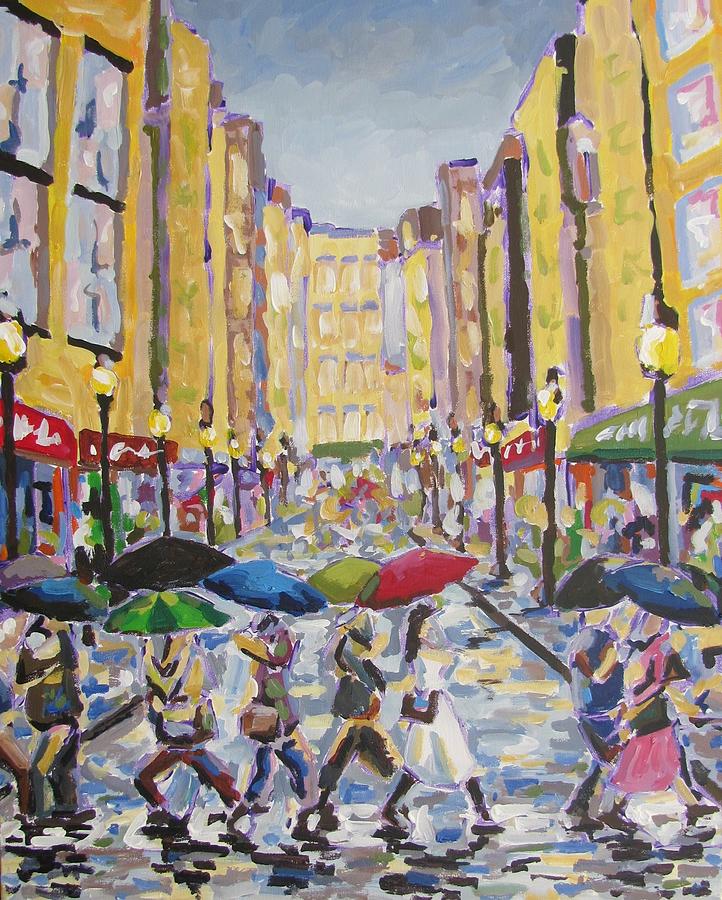 Market Rain Painting By Kcc