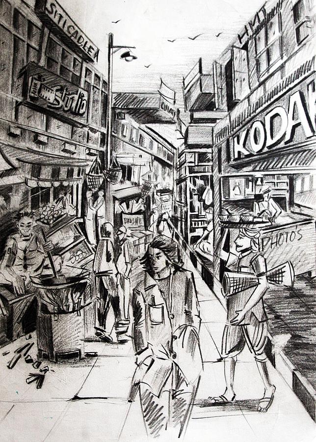 Share more than 69 market scene sketch - seven.edu.vn