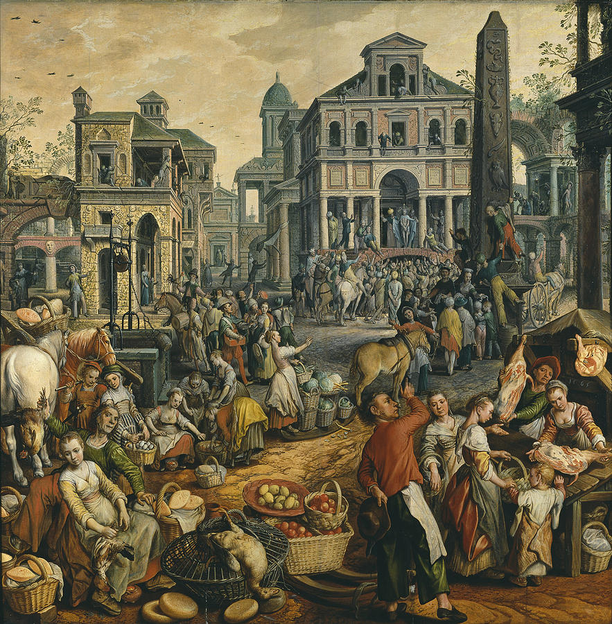 Market Scene with Ecce Homo  Painting by Joachim Beuckelaer