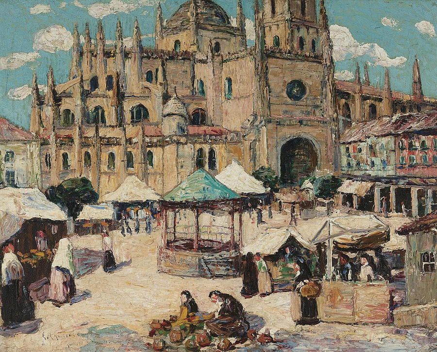 Market Square, Segovia, Spain Painting by Ernest Lawson