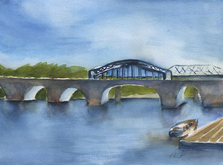 Market St Bridge Abstract Chattanooga Painting by Frank Bright