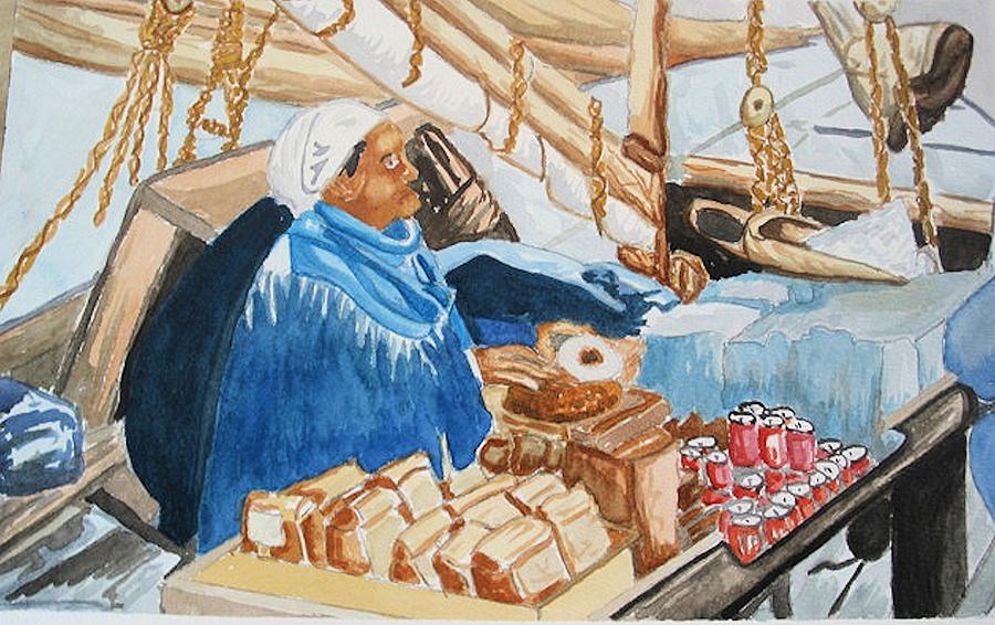 Market Woman on Dock Painting by Gerald Carpenter