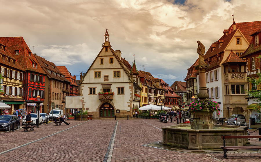 Marketplace in Obernai village, Alsace, France Photograph by Elenarts - Elena Duvernay photo