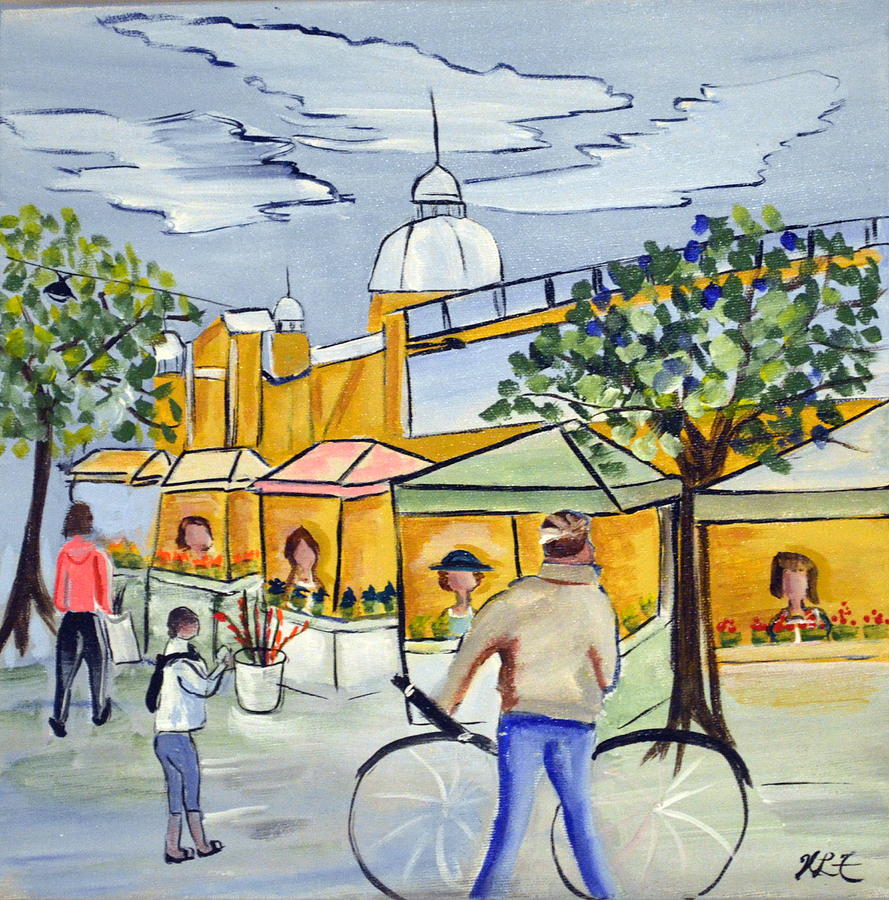 Market Day Painting by Heather Lovat-Fraser