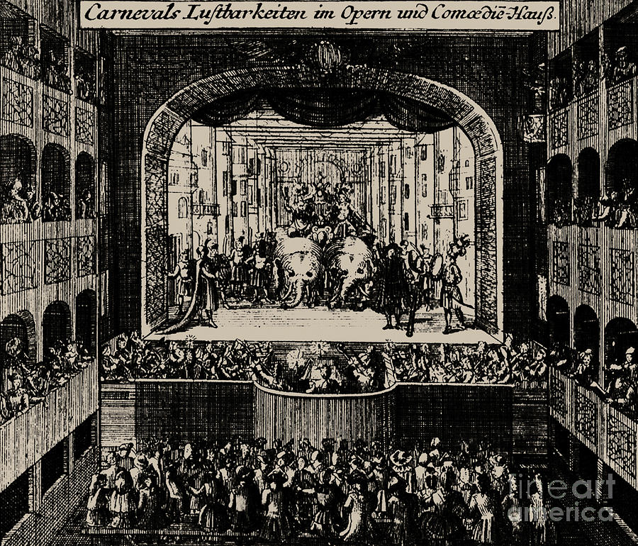 Broadway Drawing - Markgrafentheater in Erlangen, 1721  by Johann Baptista Homann