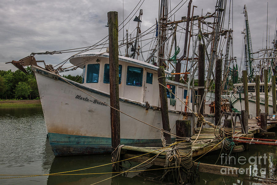 Marla Brooke Shrimp Boat Docked in McCellanville SC Photograph by Dale Powell
