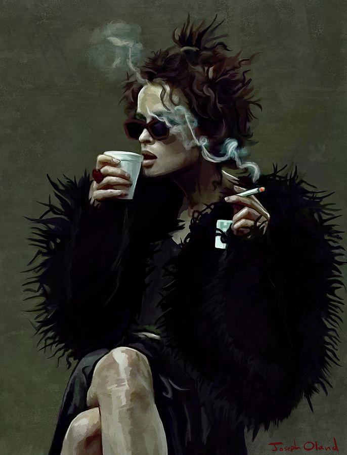 Fight Club Painting - Marla Singer Smokes At Group Therapy - Fight Club by Joseph Oland