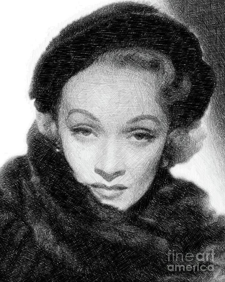 Marlene Dietrich, Vintage Actress By Js Drawing