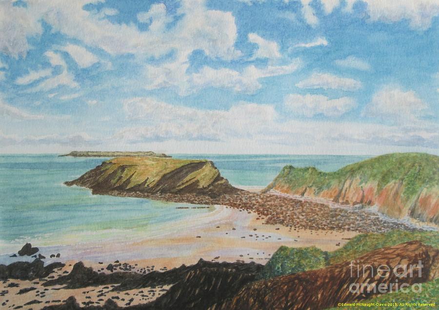 Painting Marloes Sands Beach Pembrokeshire South Wales Painting by Edward McNaught-Davis
