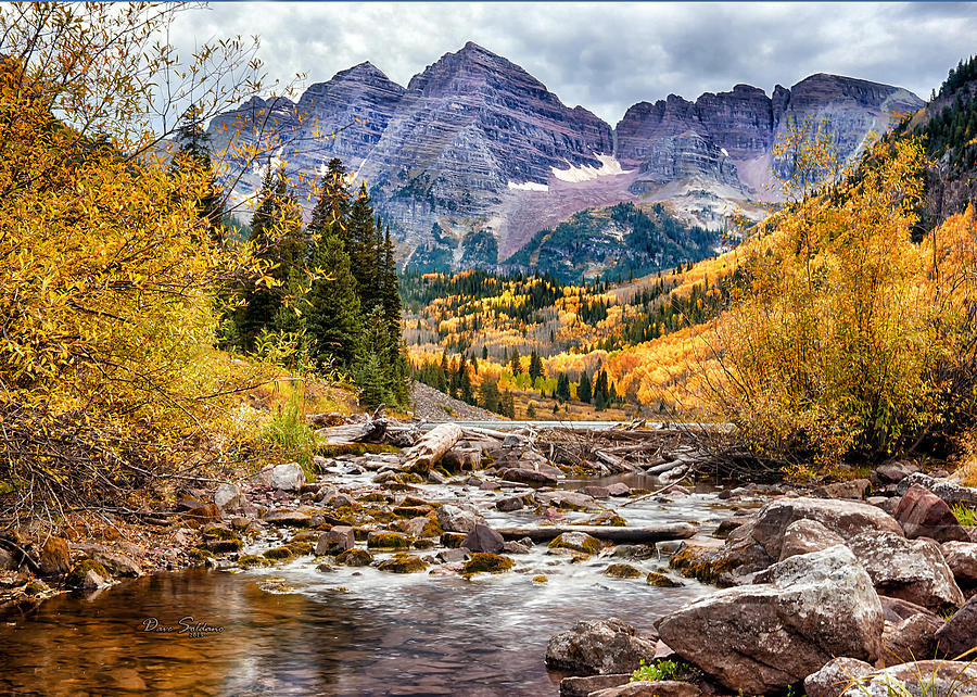 Maroon Bells and the Creek Photograph by David Soldano