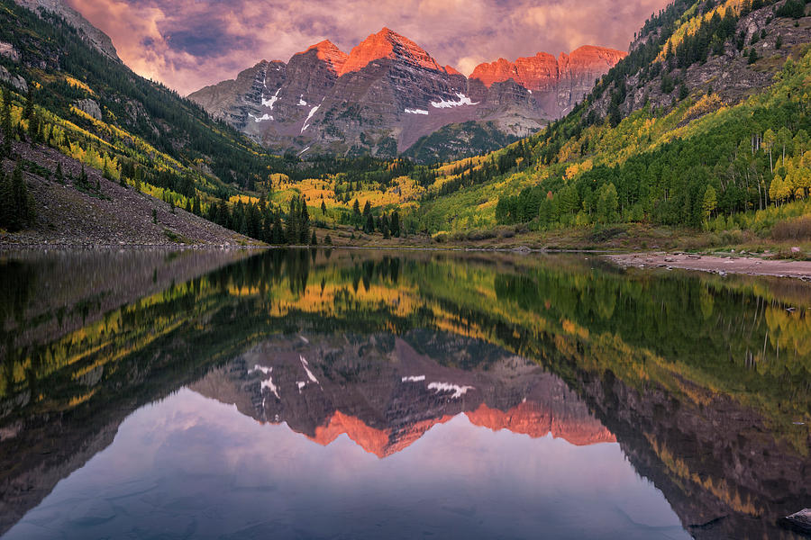 Maroon Bells at Sunrise Photograph by Michael Ash