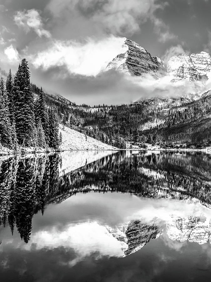 Maroon Bells - Black and White Photograph by Gregory Ballos