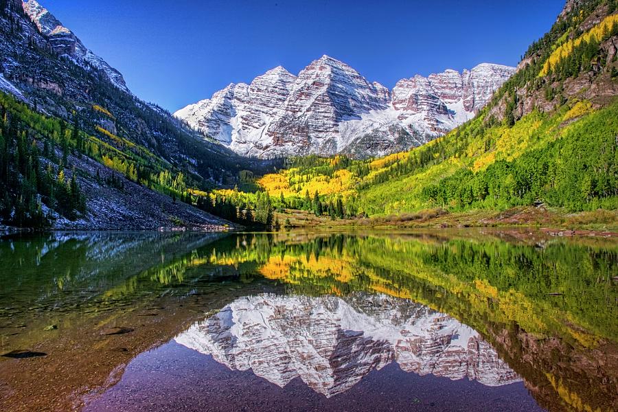 Maroon Bells Bright Day  Photograph by Harriet Feagin