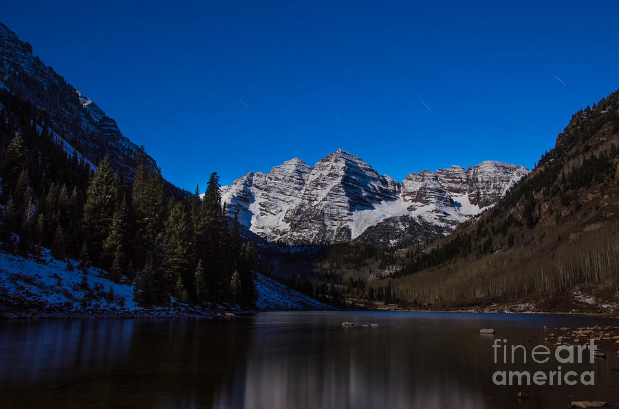 Maroon Bells by Moonlight Photograph by Kelly Black