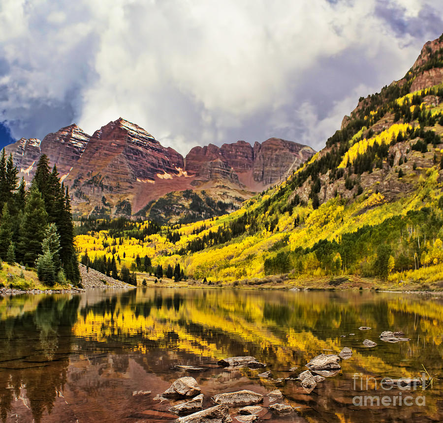 Mountain Photograph - Maroon Bells Lake by Steven Parker
