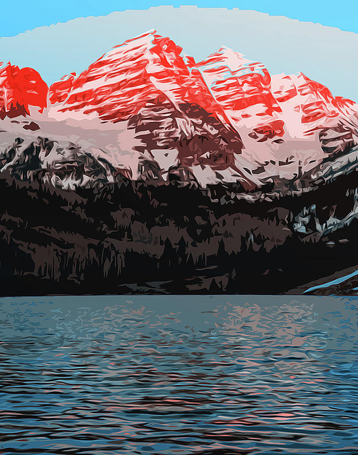 Nature Painting - Maroon Bells - Landscapes of USA by AM FineArtPrints