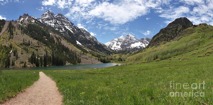 Maroon Bells Meadow Panorama Photograph by Adam Jewell